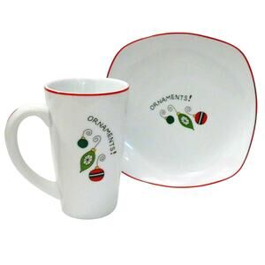 Fitz And Floyd Plate & Mug Set Santas Cookies Hot Cocoa Christmas Gourmet Snack